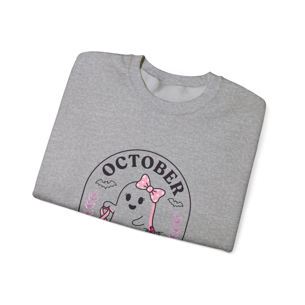 October Pink Boo Crew Sweatshirt | Breast Cancer Awareness, Ribbon