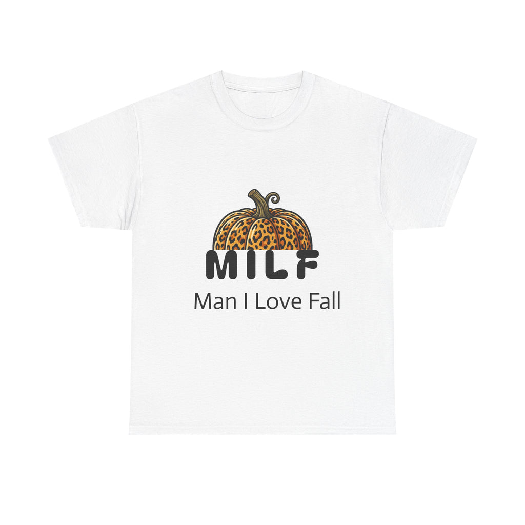 Fall Graphic Tee — "MILF: Man I Love Fall" Pumpkin Leopard Print