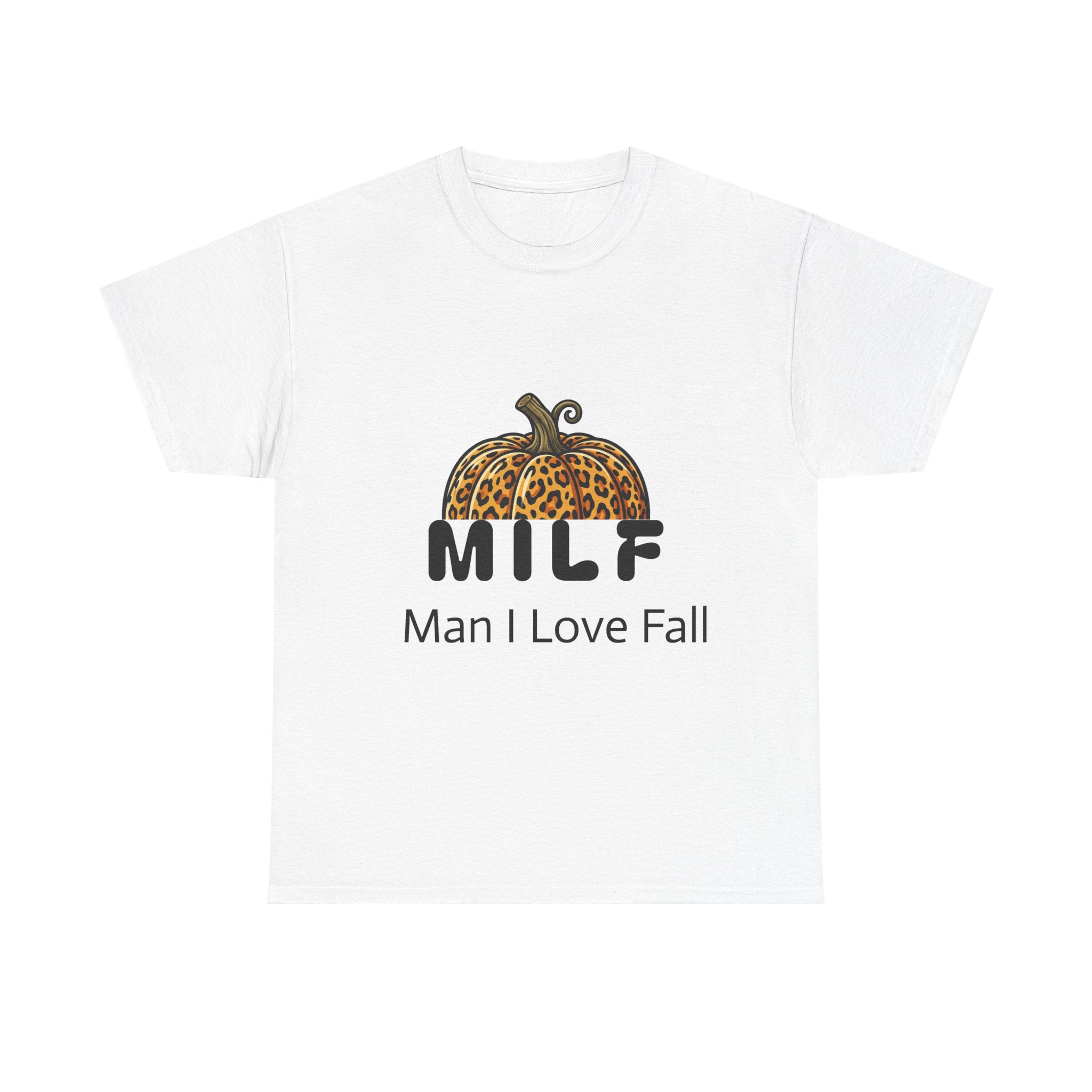 Fall Graphic Tee — "MILF: Man I Love Fall" Pumpkin Leopard Print